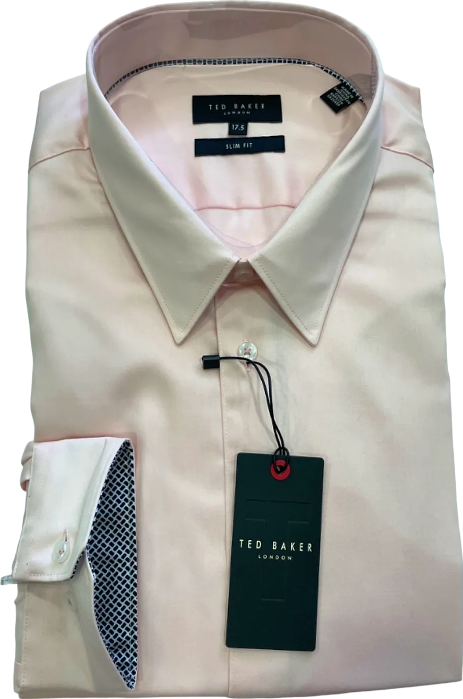 Ted Baker Maelor Core Long Sleeve Slim Fit Shirt Pale Pink UK 17.5" Neck