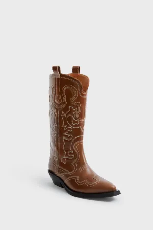 Tiger's Eye Mid Shaft Embroidered Western Boot