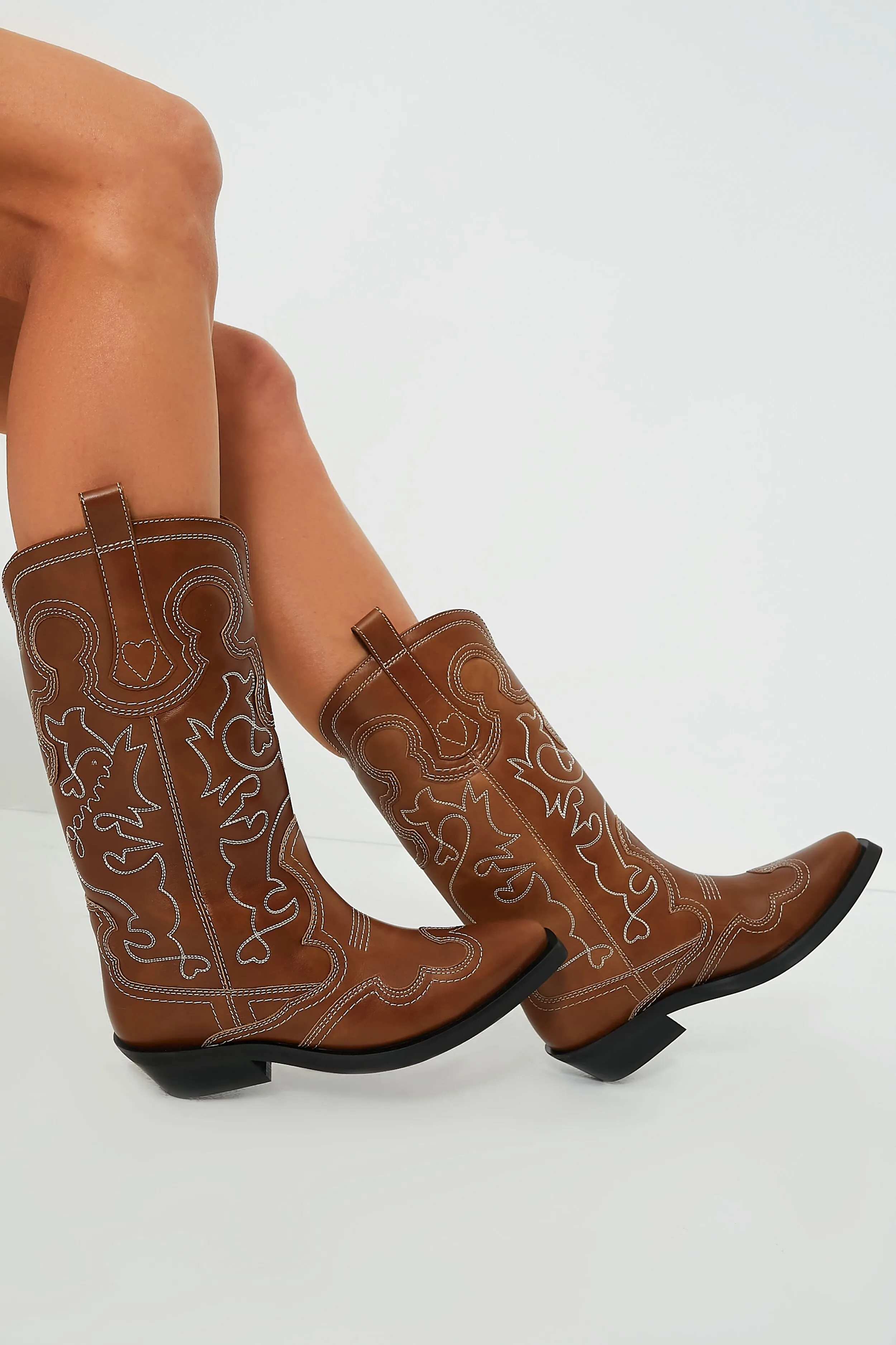 Tiger's Eye Mid Shaft Embroidered Western Boot