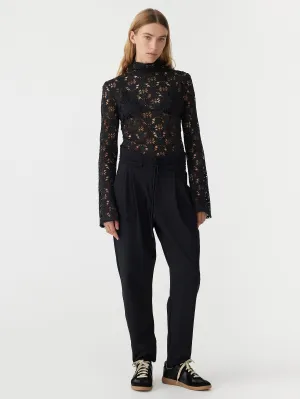 Twill High Rise Drawstring Pant