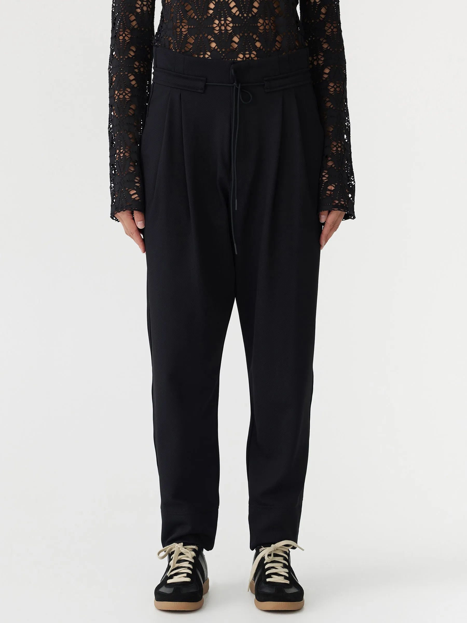 Twill High Rise Drawstring Pant