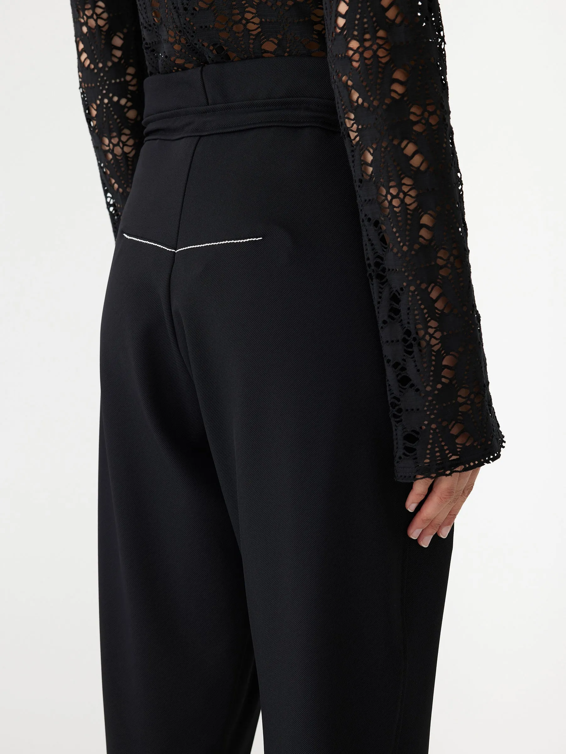 Twill High Rise Drawstring Pant