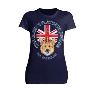 UA Queen's Platinum Jubilee Corgi Ma'am Rules Women's T-shirt (Navy)
