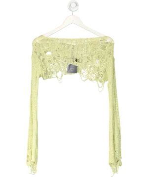 Urban Outfitters Green Cropped Distressed Crochet Top UK S