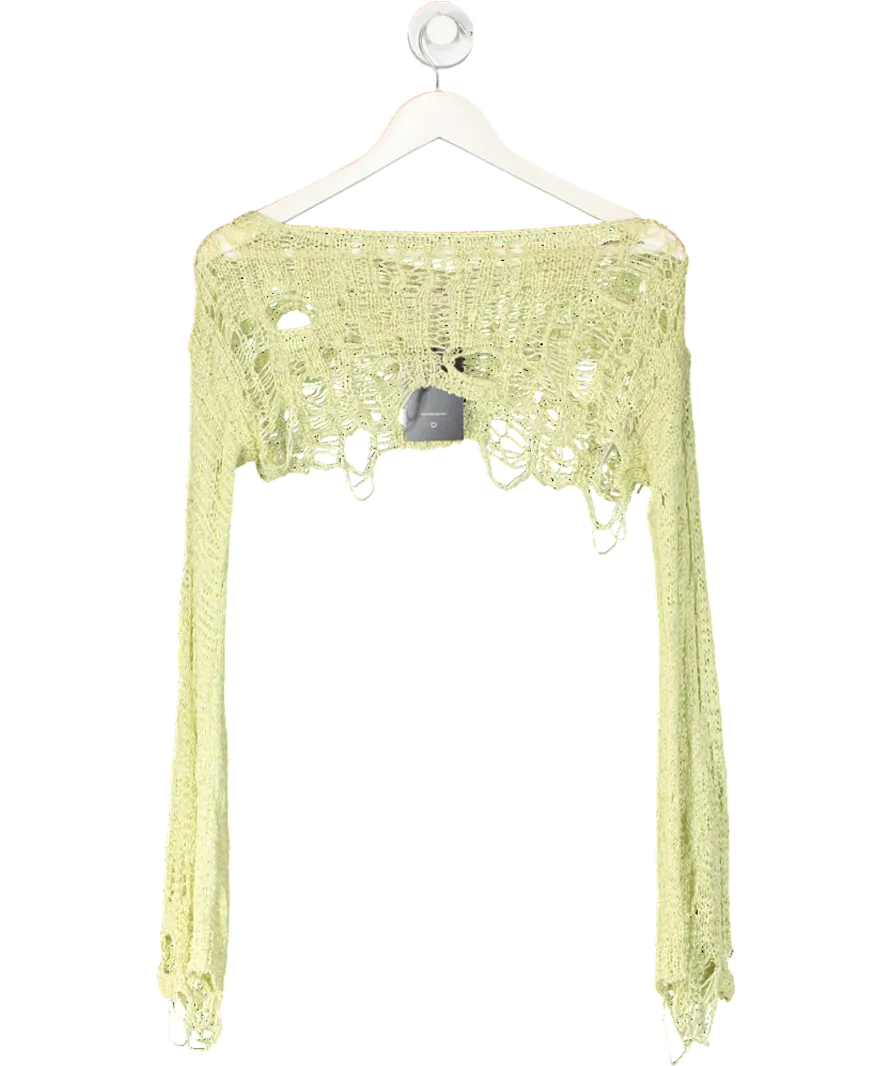Urban Outfitters Green Cropped Distressed Crochet Top UK S