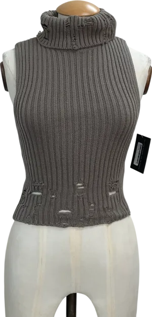 Urban Outfitters Grey Danielle Distressed Funnel Tank Top UK XS