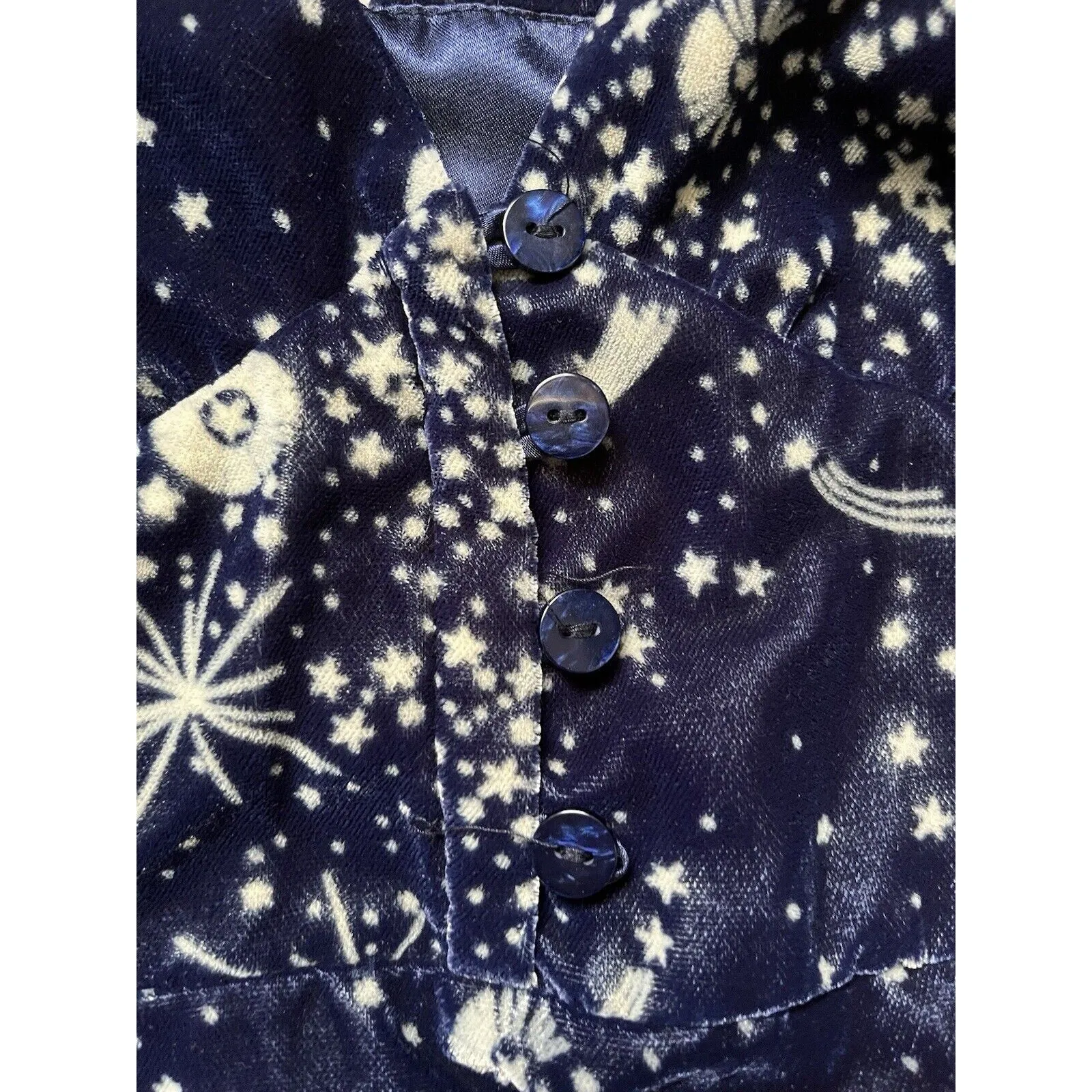 Urban Outfitters Women's Velvet Midi Dress – Navy, Celestial Horoscope, Size Small