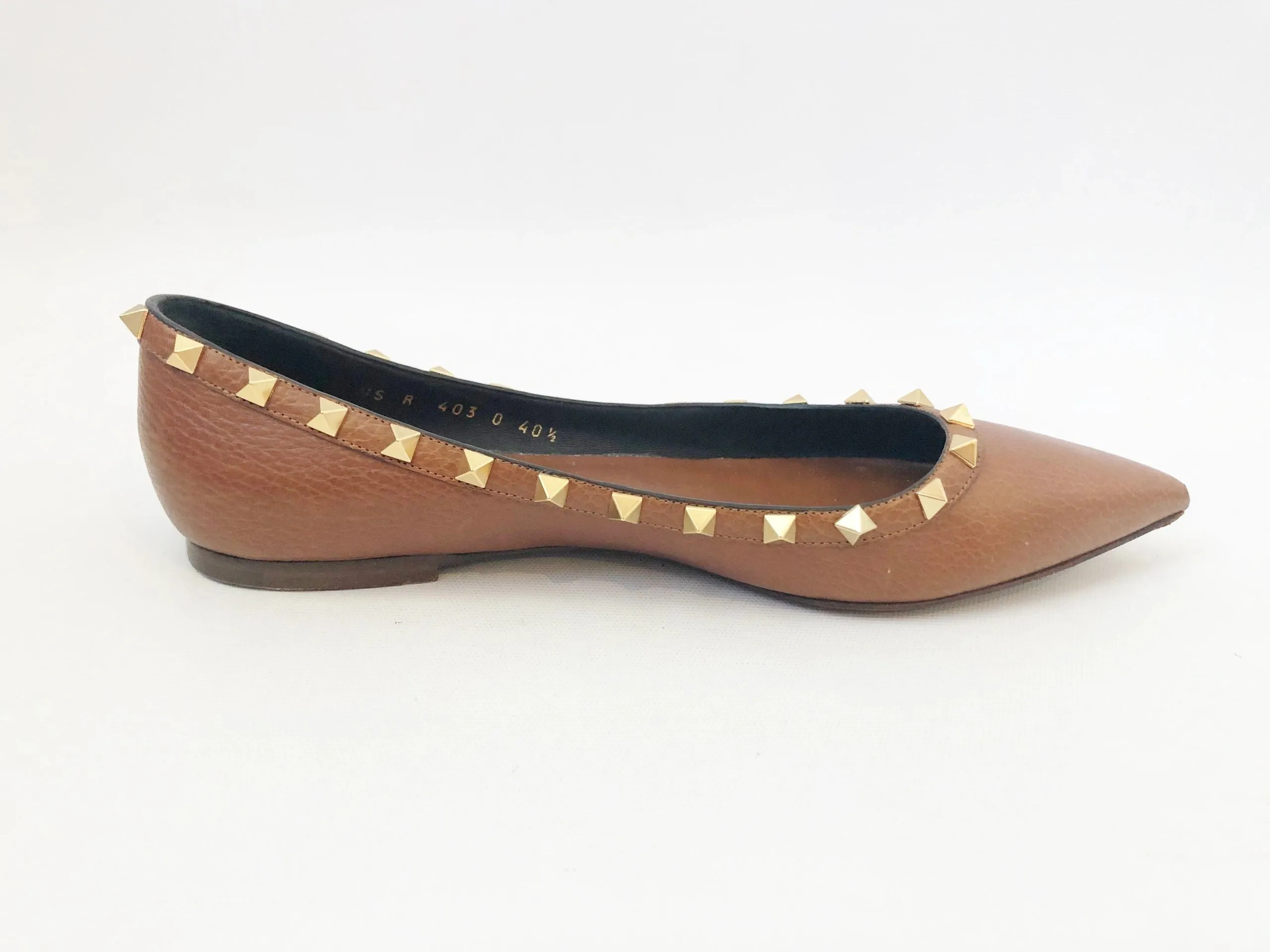 Valentino Rockstud Leather Ballet Flat Size 40.5 It (10.5 Us)