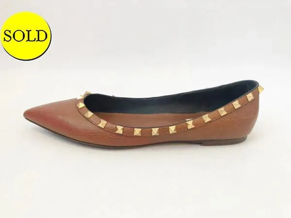 Valentino Rockstud Leather Ballet Flat Size 40.5 It (10.5 Us)