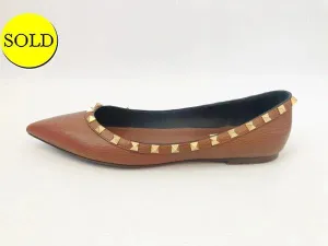 Valentino Rockstud Leather Ballet Flat Size 40.5 It (10.5 Us)