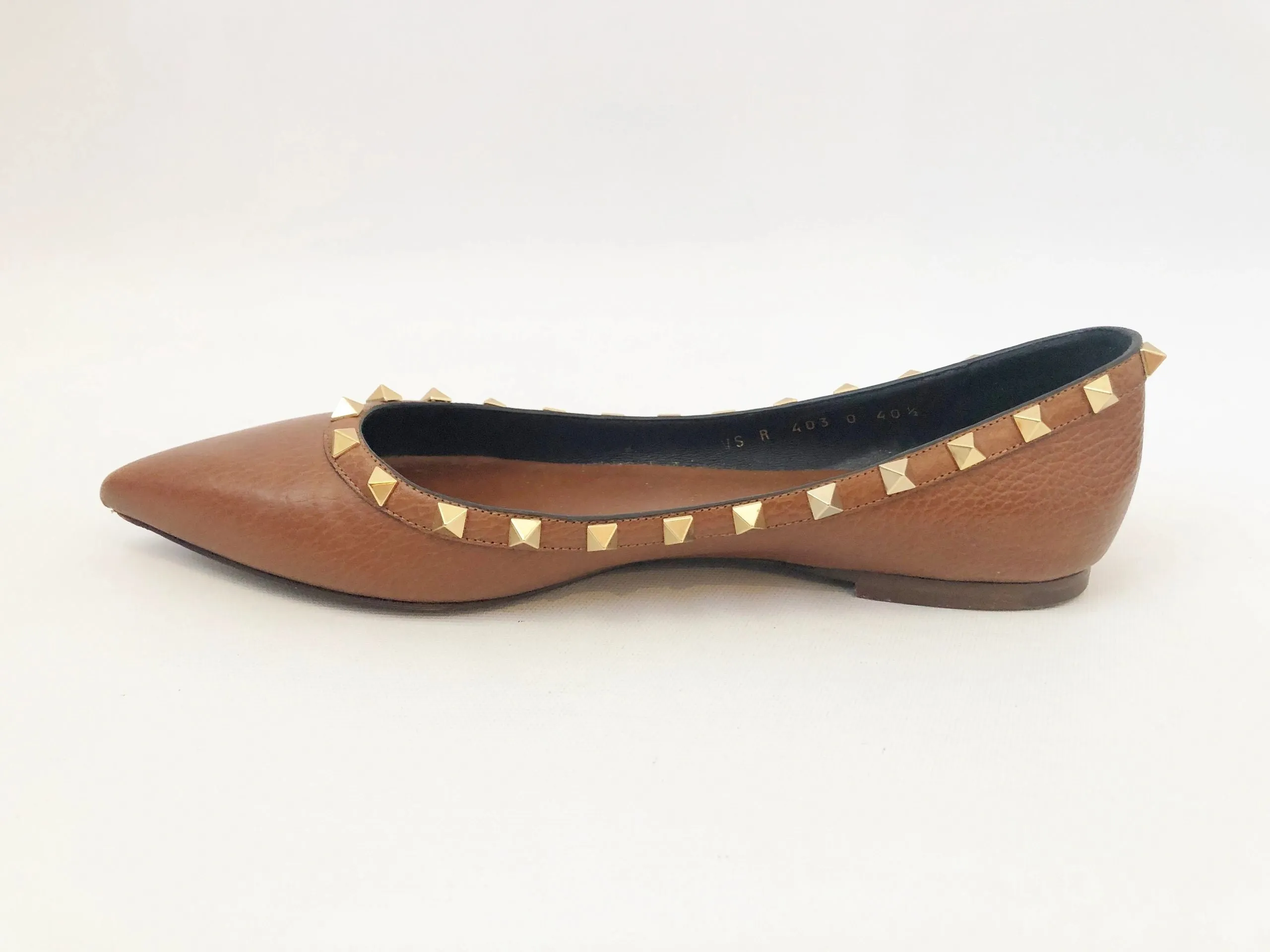 Valentino Rockstud Leather Ballet Flat Size 40.5 It (10.5 Us)