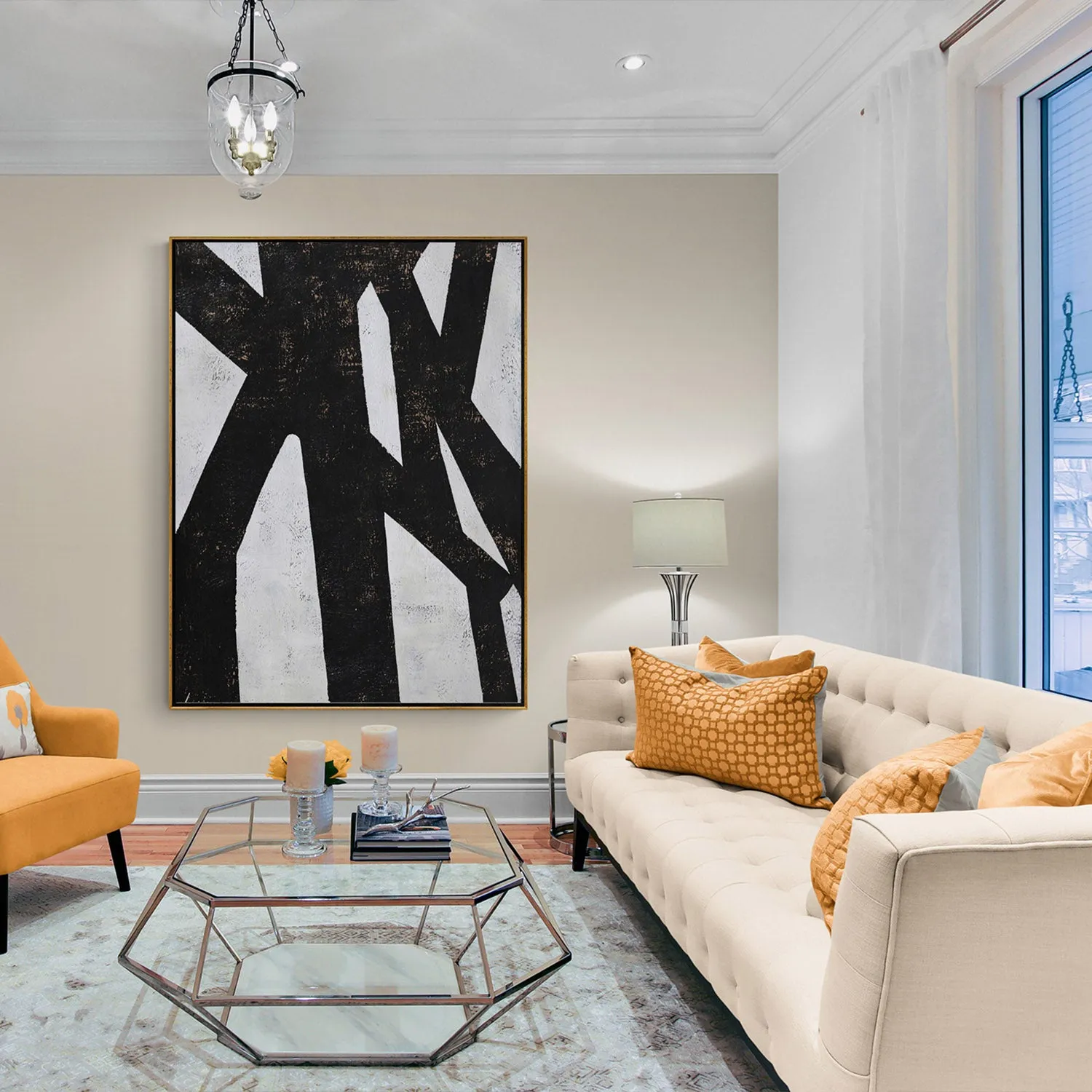 Vertical Minimal Geometric Painting H76V