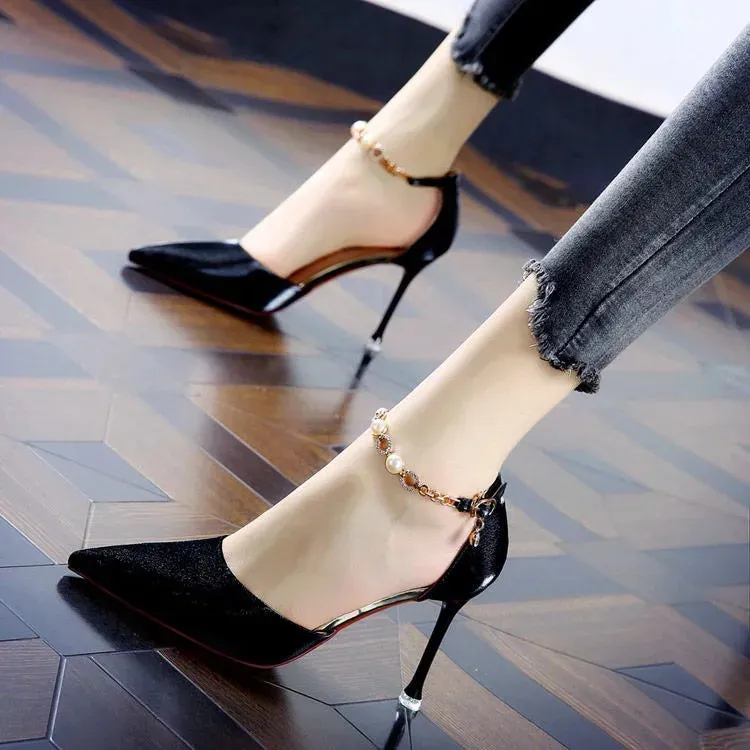 VougeVamp Women's Red Stiletto Heels – Chic & Elegant Sandals for Weddings & Parties