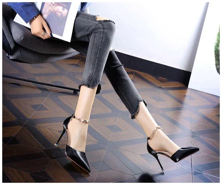 VougeVamp Women's Red Stiletto Heels – Chic & Elegant Sandals for Weddings & Parties