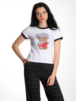 White Basic Jersey Bear T-Shirt