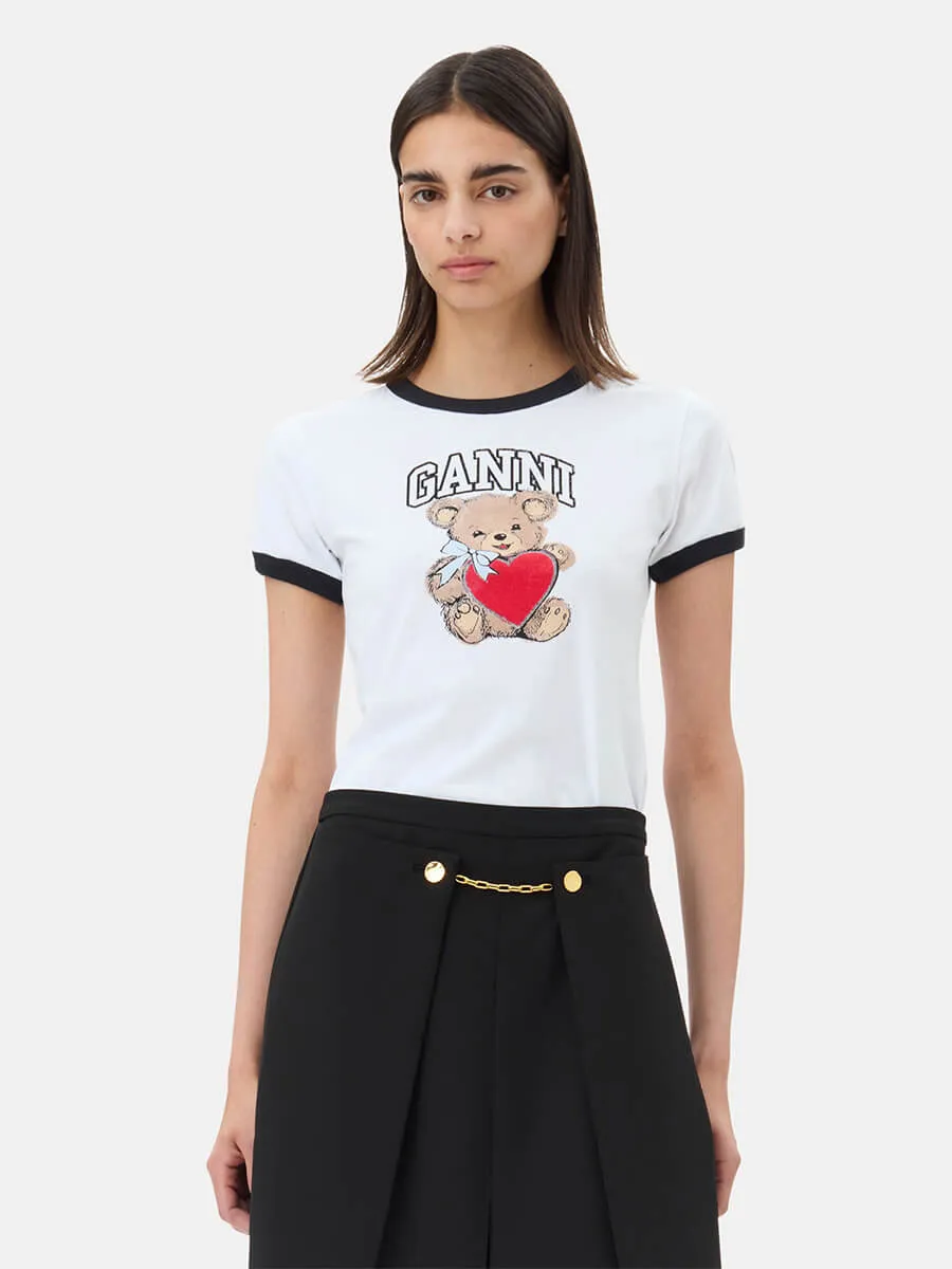 White Basic Jersey Bear T-Shirt