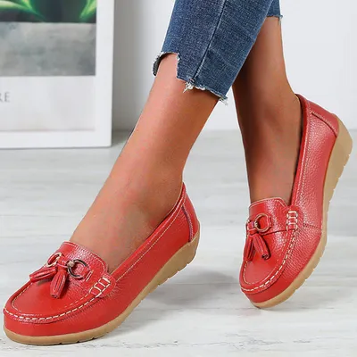 Women Flats Ballet Leather Breathable Casual Shoes