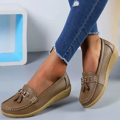 Women Flats Ballet Leather Breathable Casual Shoes