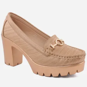 Women "ISABELLE" High Block Heel Moccasins