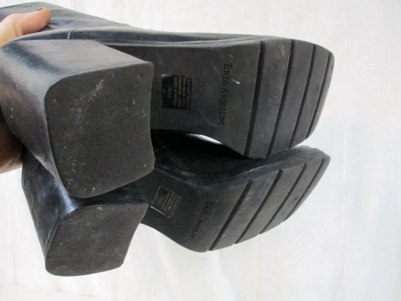Womens ENZO ANGIOLINI LODES Leather Ankle BOOTS Shoe BLACK 6 Booties