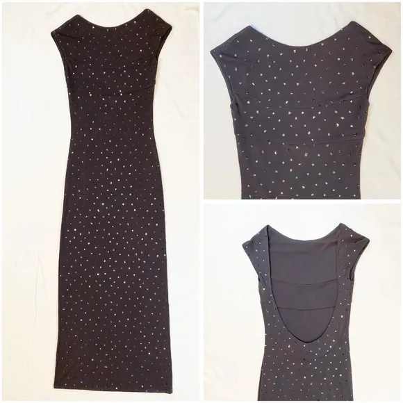X:S Clothing Women Size M Sparkly Gray Long Formal Dress Open Back NWT $168