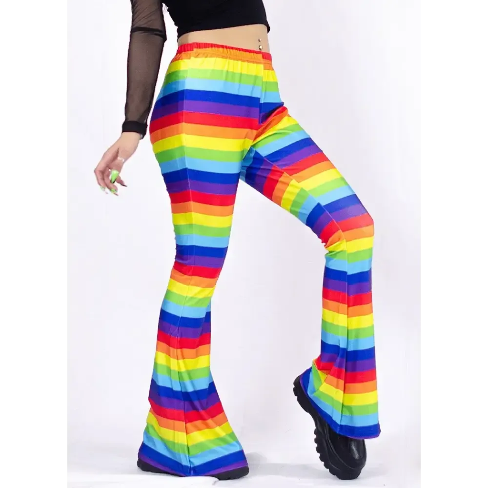 Y2K High Waisted Flare Bottoms Leggings in Stretchy Fabric