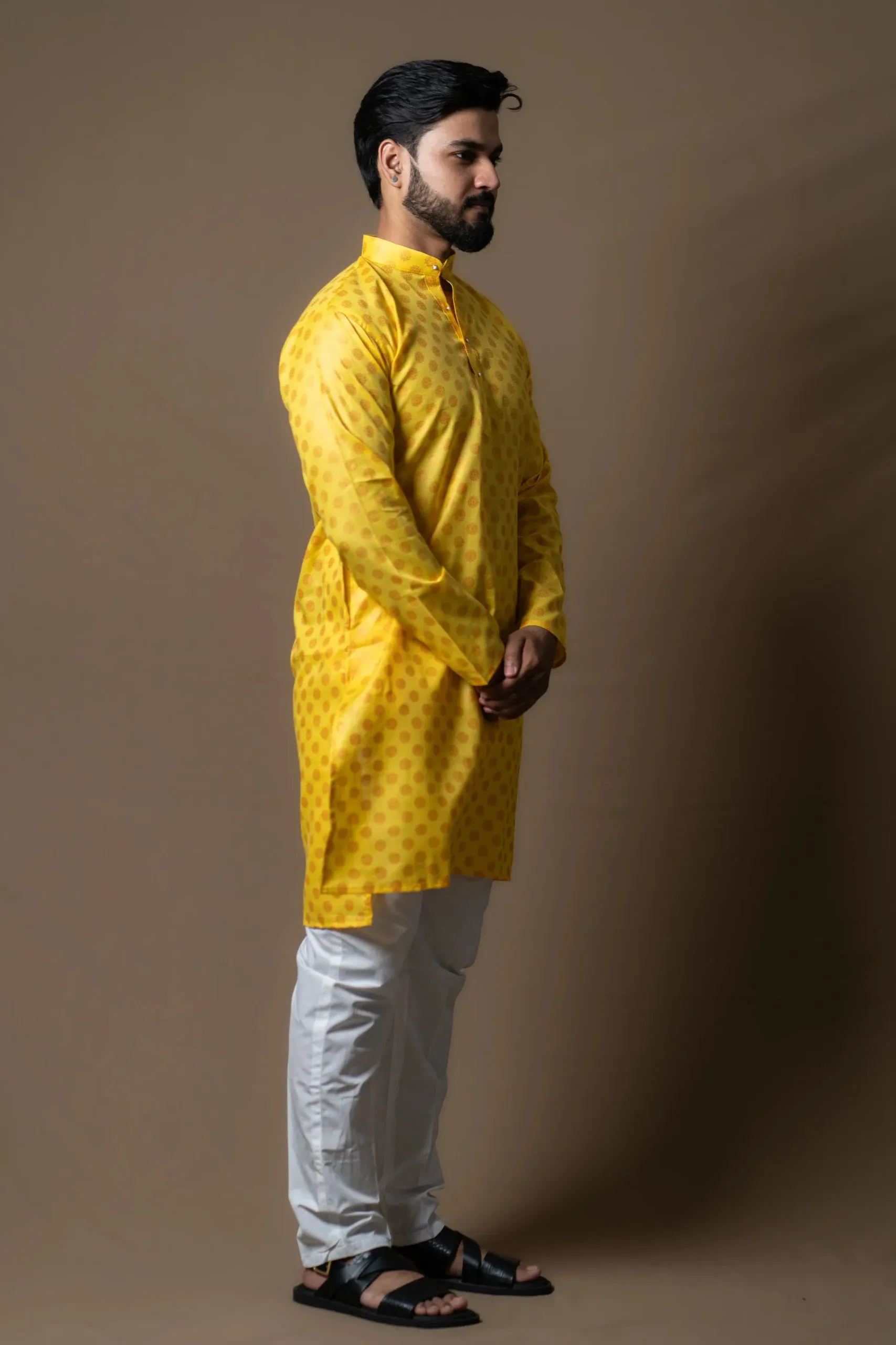Yellow Kurta Set with Playful Polka Dot Prints