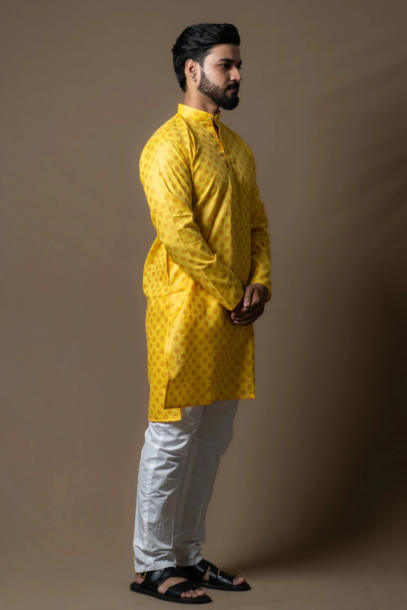 Yellow Kurta Set with Playful Polka Dot Prints
