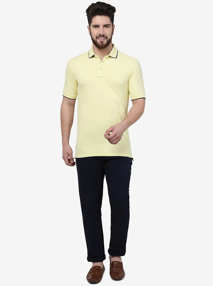 Yellow Solid Slim Fit Polo T-Shirt | JadeBlue