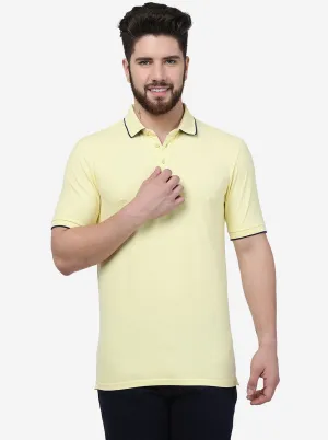 Yellow Solid Slim Fit Polo T-Shirt | JadeBlue