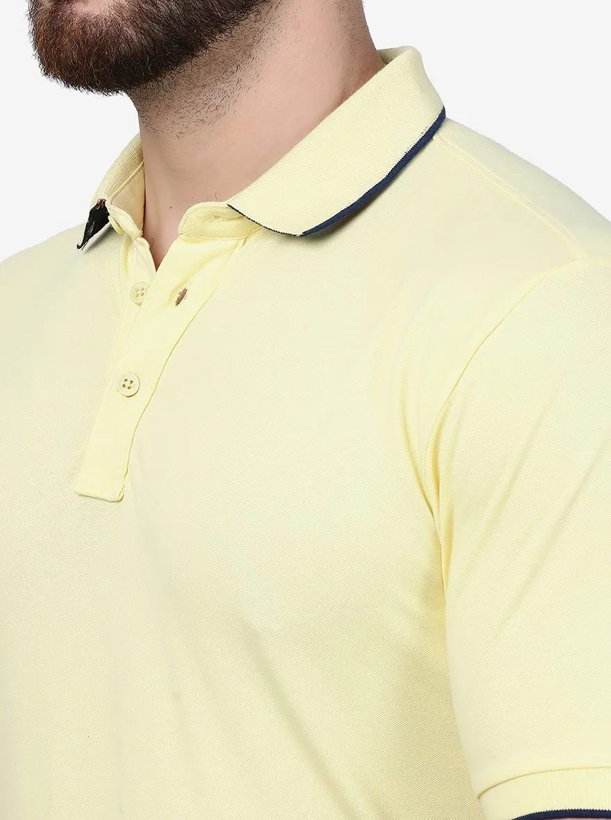 Yellow Solid Slim Fit Polo T-Shirt | JadeBlue