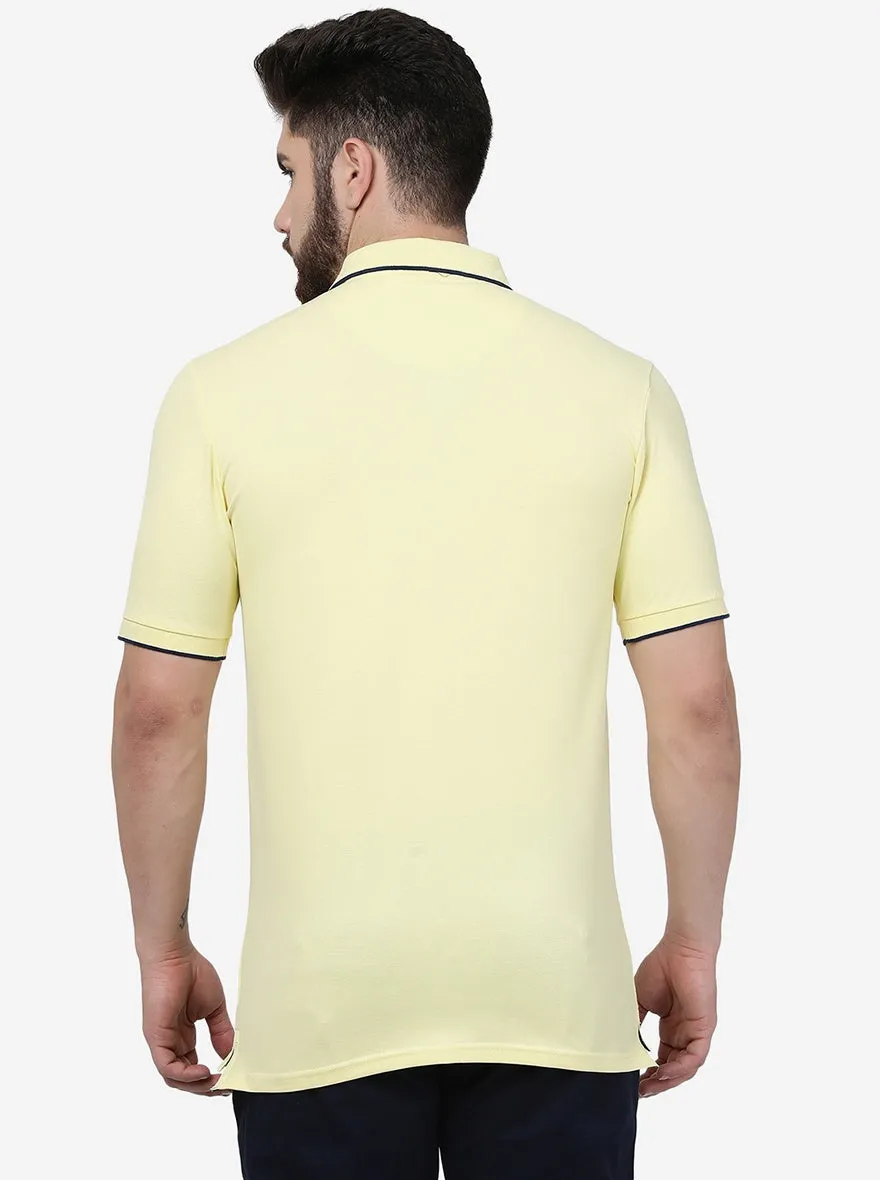Yellow Solid Slim Fit Polo T-Shirt | JadeBlue