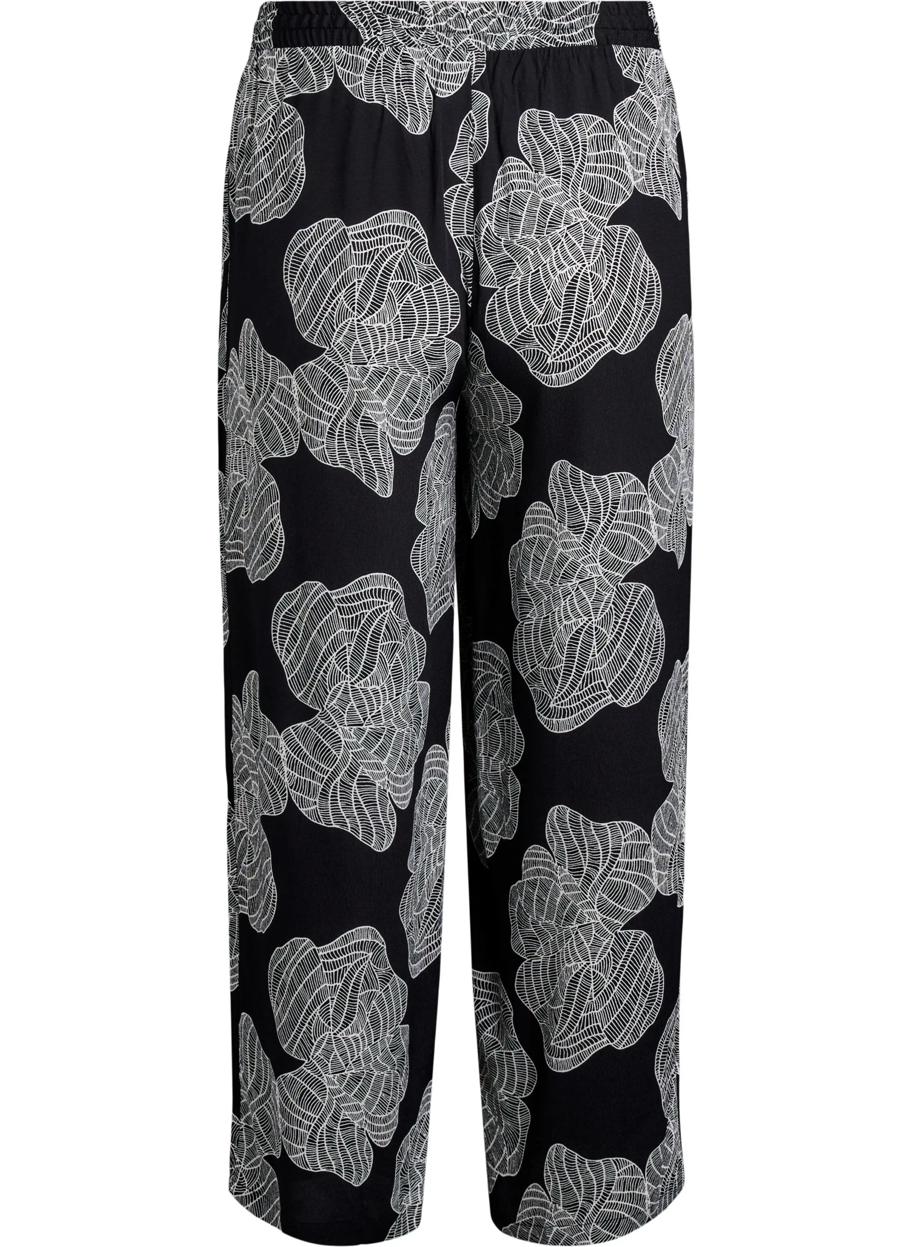 Zizzi Bella Trousers in Black Flower
