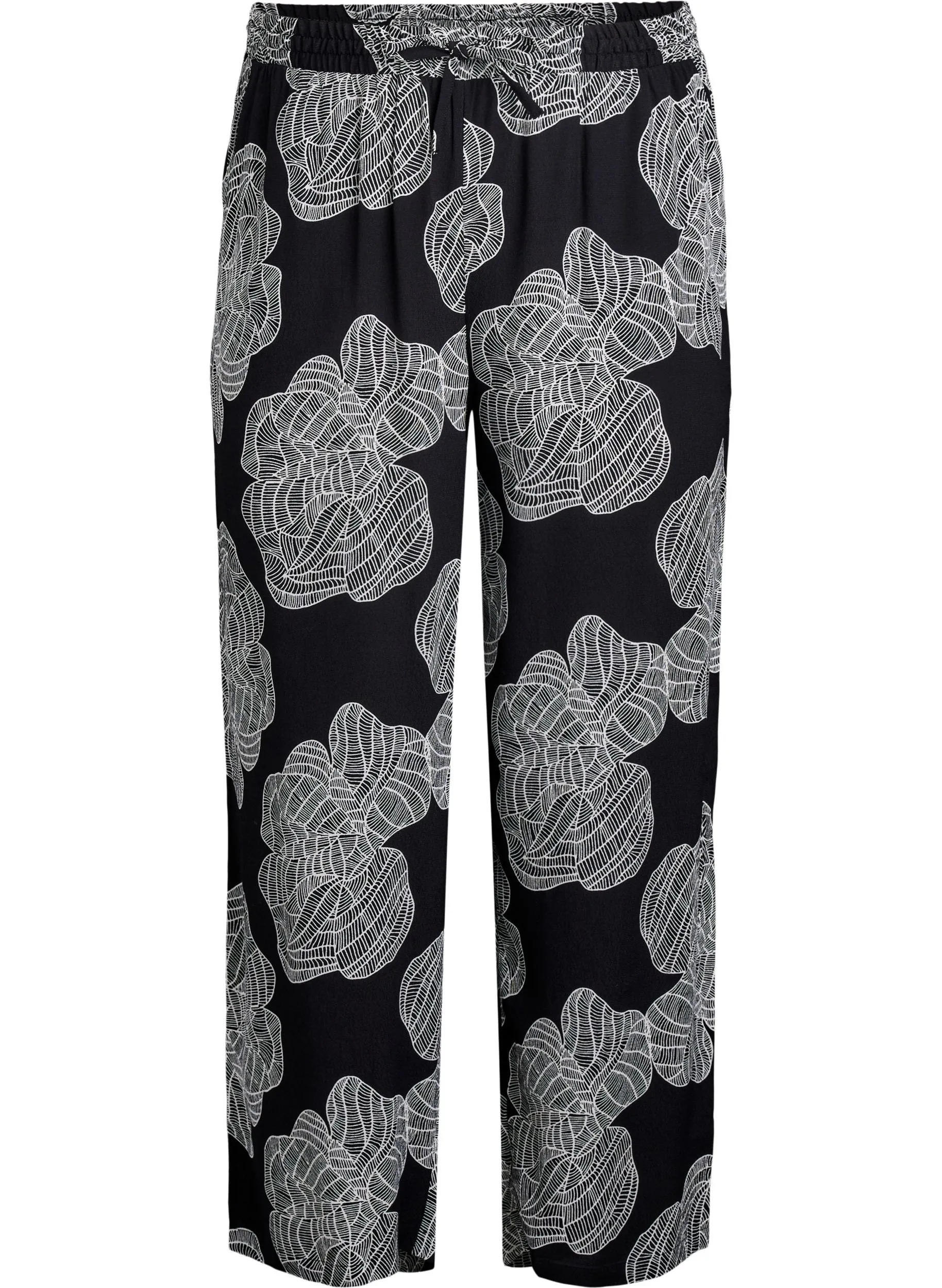 Zizzi Bella Trousers in Black Flower